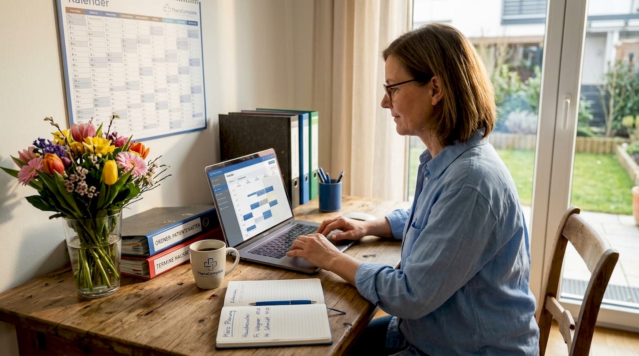 Therapeutin bietet digitale Hausbesuche bequem aus dem Homeoffice an.