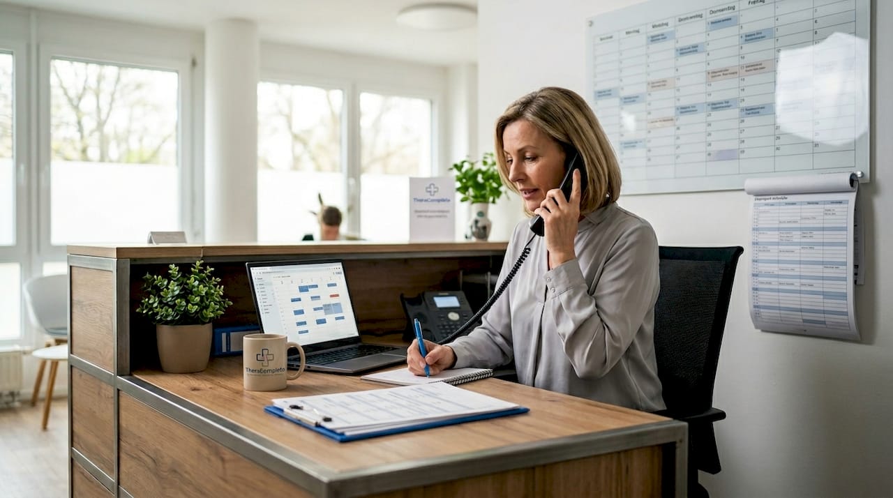 Empfangsbereich der Praxis mit persönlicher Telefonbetreuung