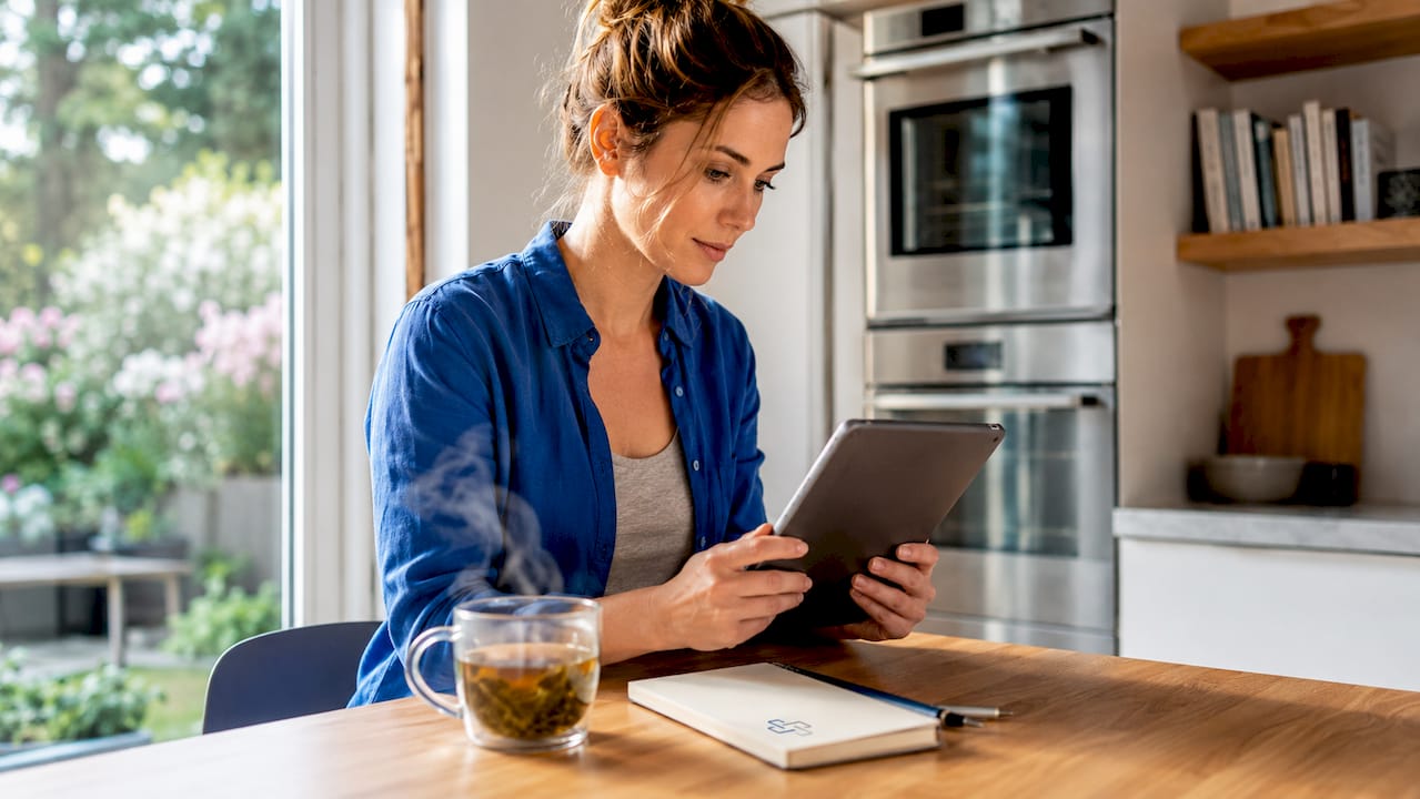 Eine Frau arbeitet am Laptop daran, die Website ihrer Praxis zu optimieren.